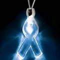 Light Up Necklace - Acrylic Ribbon Pendant - Blue
